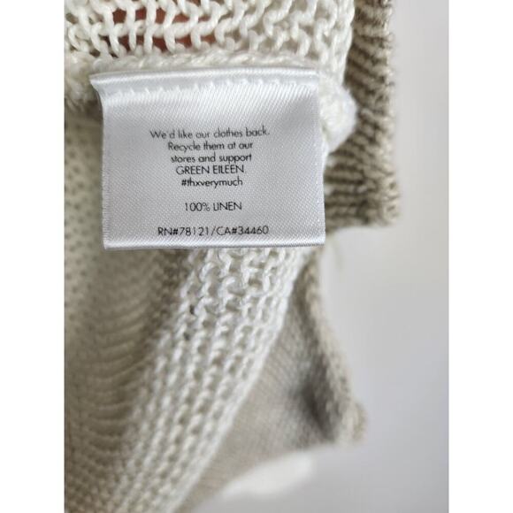 Eileen Fisher linen open knit sweater sz LP colorblock lightweight beachy boho - Picture 5 of 8